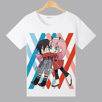 Мужская футболка из полиэстера с короткими рукавами New Anime DARLING in the FRANXX|t-shirt anime|anime