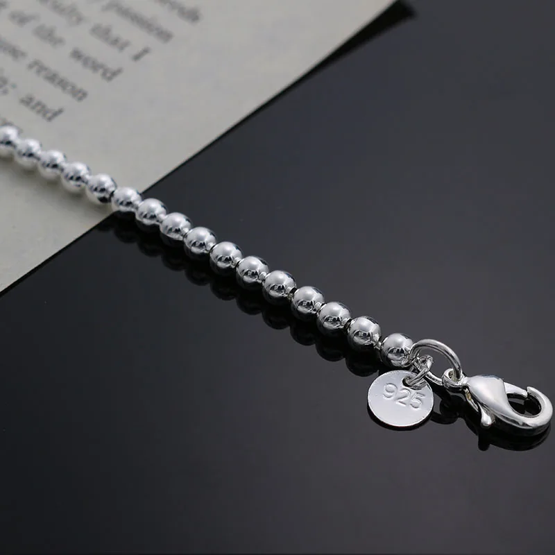 , plated Silver exquisite bracelet fashion charm 4MM beads women hot sale cute silver  jewelry birthday gift H198 (art.: 7957729a6) - 7957729a6