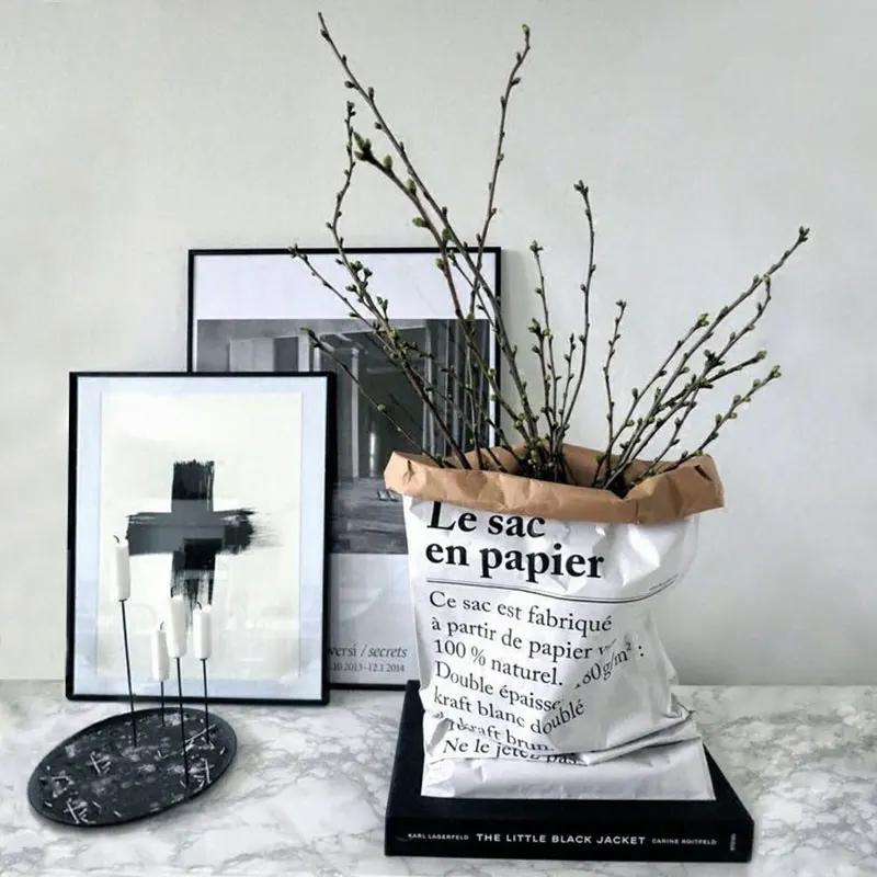 Коричневый бумажный мешок сумки для хранения дома Органайзер крафт Ящики и