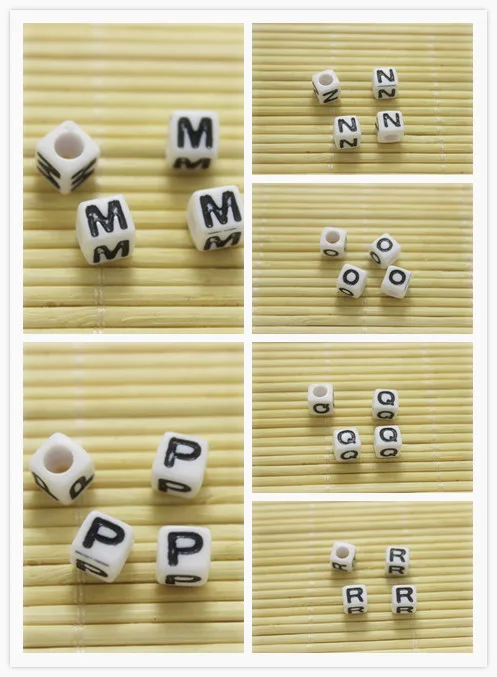 500 шт./лот 6 мм акриловые кубик алфавита бусины белые буквы &quotA-Z&quot квадратные foy