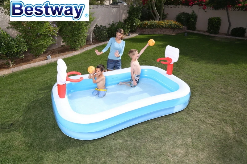 54122 Bestway 2,51 м x 1,68 м x 1,02 м Баскетбол игровой бассейн 8'" x66" x4" Баскетбол развлечения надувной бассейн мяч для детской ванны бассейн