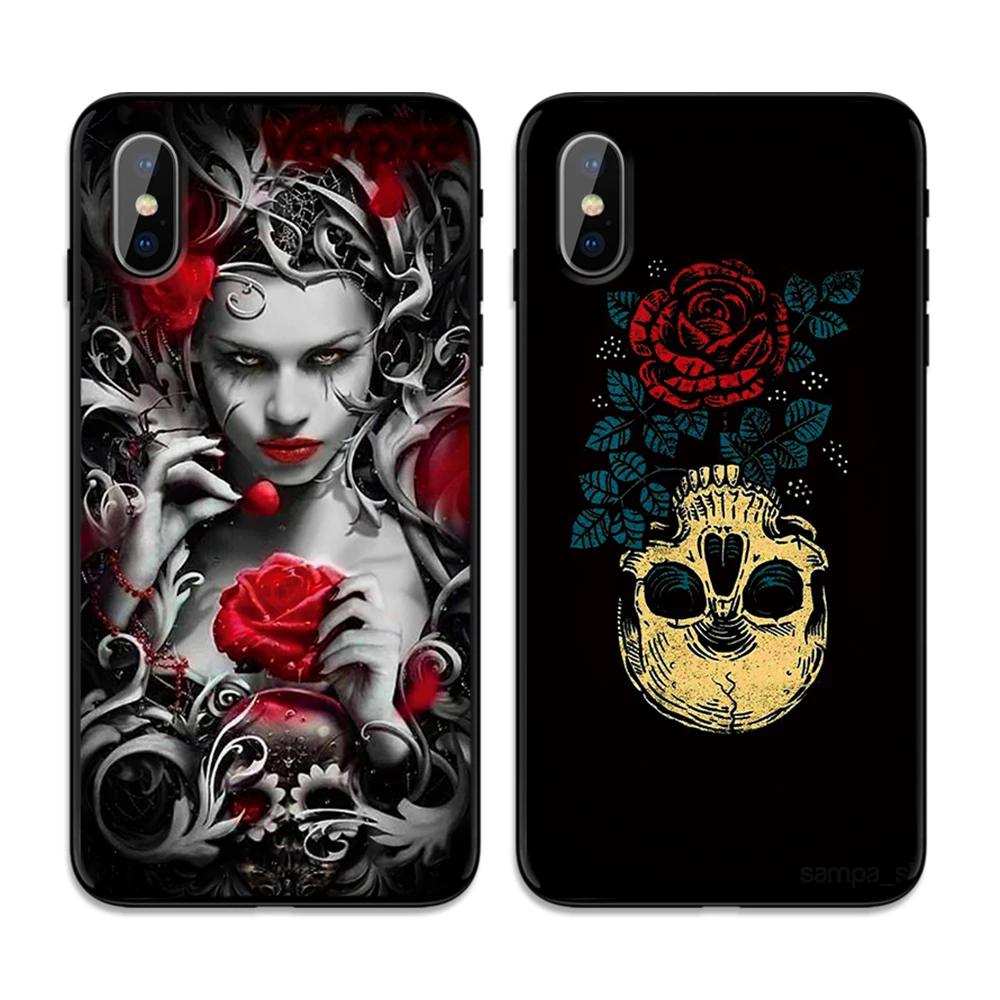 Розовый Череп Мягкий ТПУ чехол для Apple iPhone 6 6S 7 8 Plus 5 5S SE X XS MAX XR силиконовые