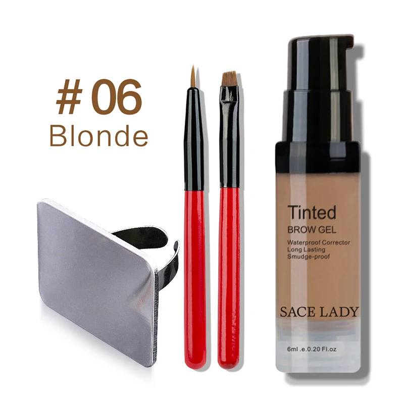06 Blonde Set SACE LADY водонепроницаемые тени для бровей, хна усилитель макияжа, набор тентов набор кистей для бровей, гель- крем для бровей, набор для макияжа, инструмент для краски, восковая косметика - Цвет: 06 Blonde Set