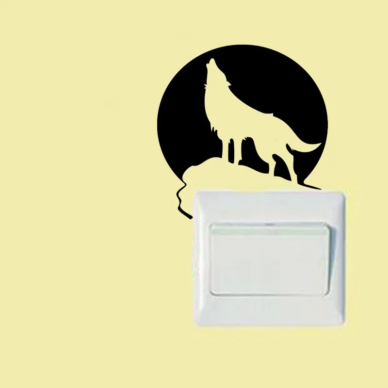 Воющий волк и луна необычная фотосессия для детской комнаты 2WS0189|stickers fairy|sticker