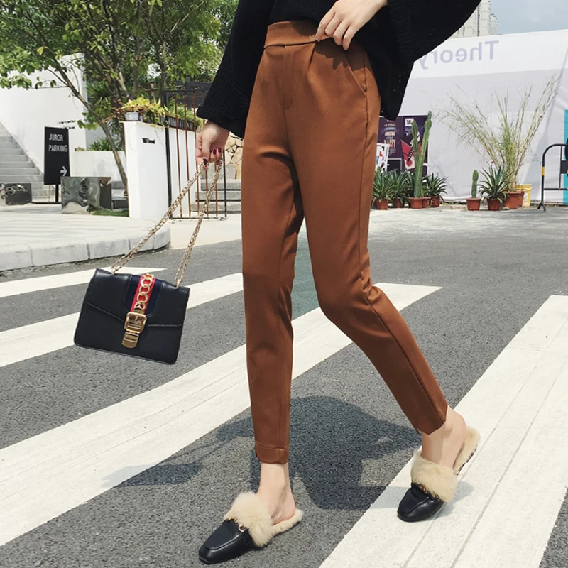 Женская одежда Высокая Талия Повседневное костюм брюки осень новый корейский