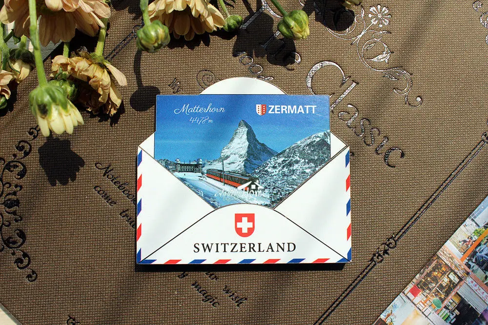 Zermatt Matterhorn Швейцария туристический сувенир 3D Деревянный магнит на