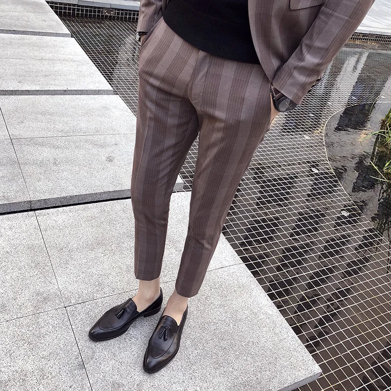Новинка 2018 мужские брюки в клетку британском стиле западном стиле|plaid pants men|pants
