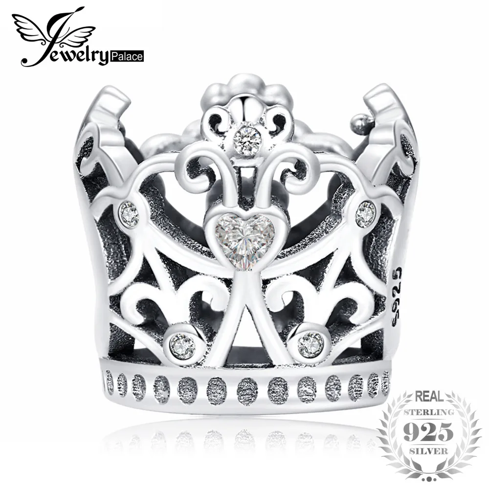 Jewelrypalace стерлингового серебра 925 рубка Корона ажурные Бусины Fit Браслеты подарки