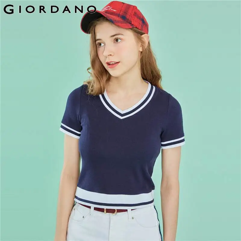 Футболка Giordano женская Летняя трикотажная футболка с коротким рукавом и