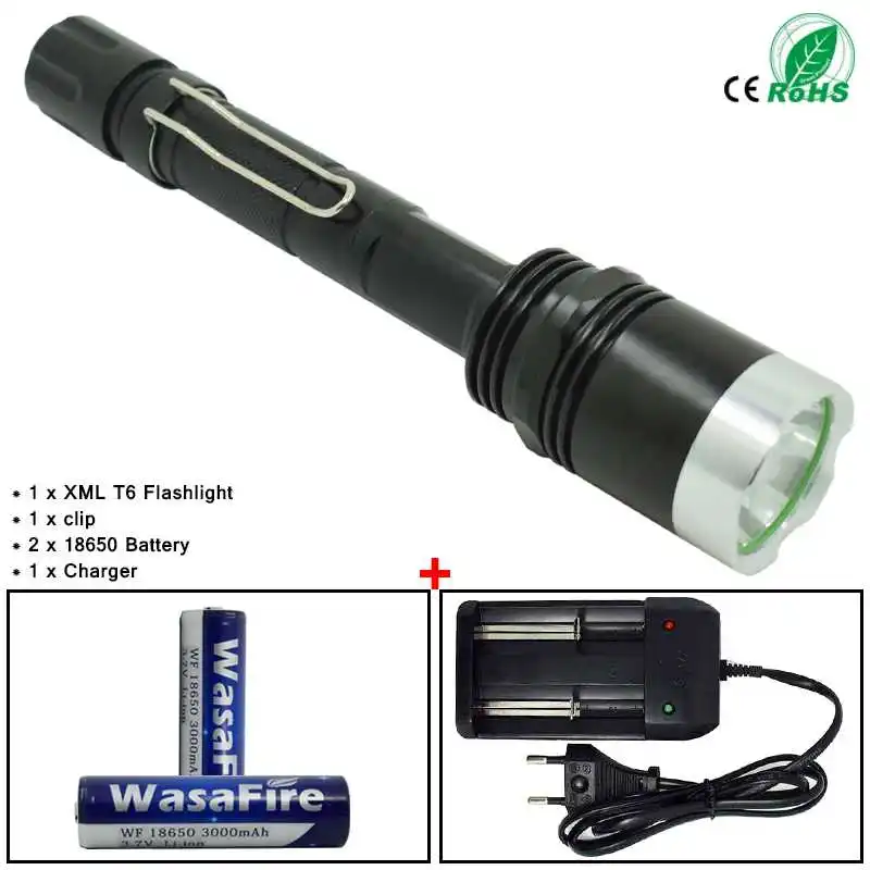 Карманный светодиодный фонарик XM L T6 1000 люмен мощный 2*18650|powerful led flashlight|led flashlightlumens