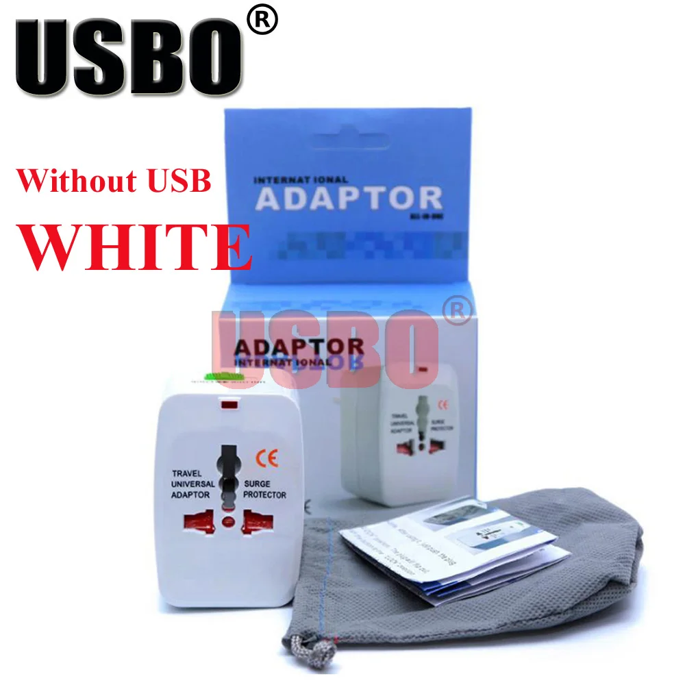 Универсальный дорожный адаптер с двумя USB портами белый многоцелевой