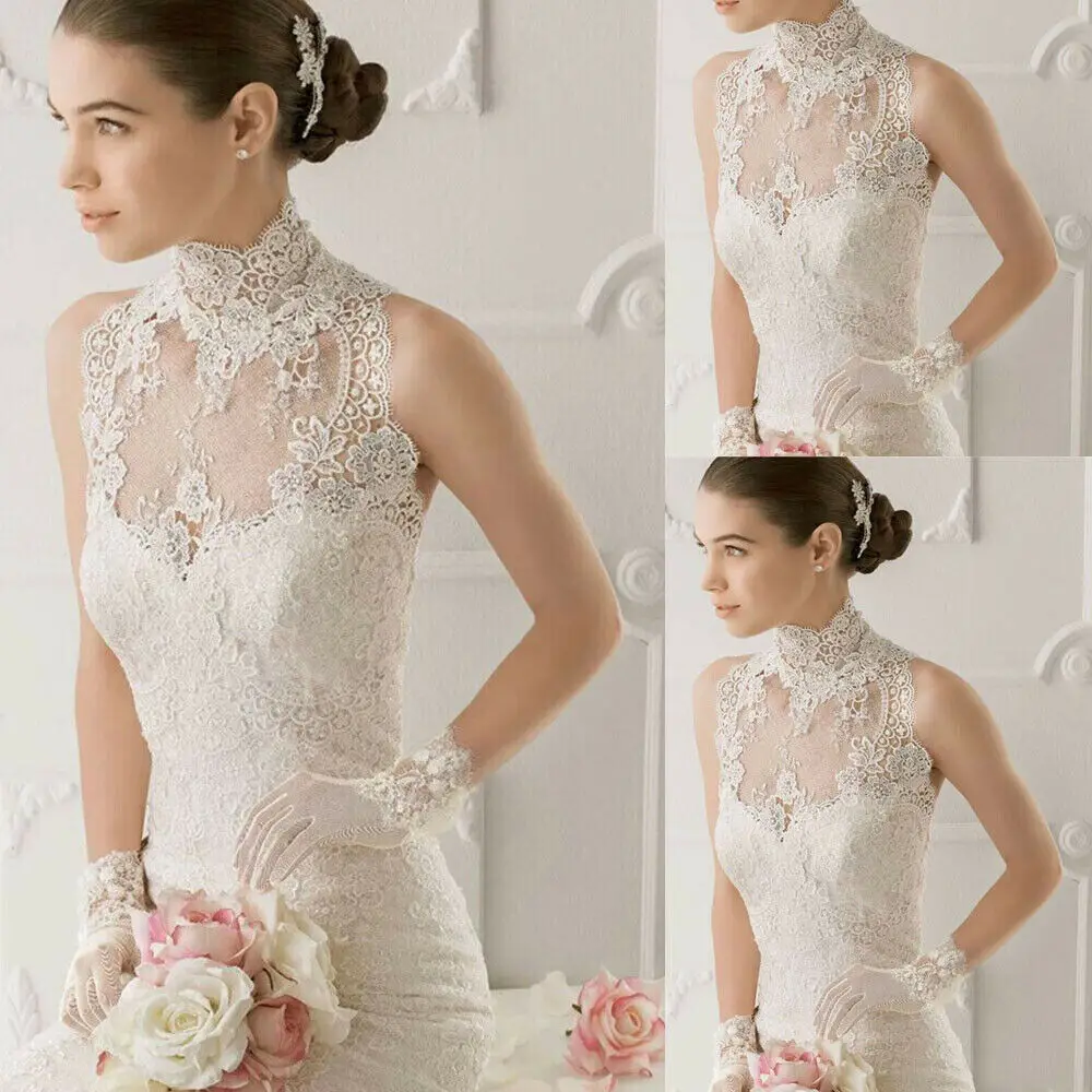 Винтажное Новое свадебное болеро без рукавов с высоким воротом свадебные куртки