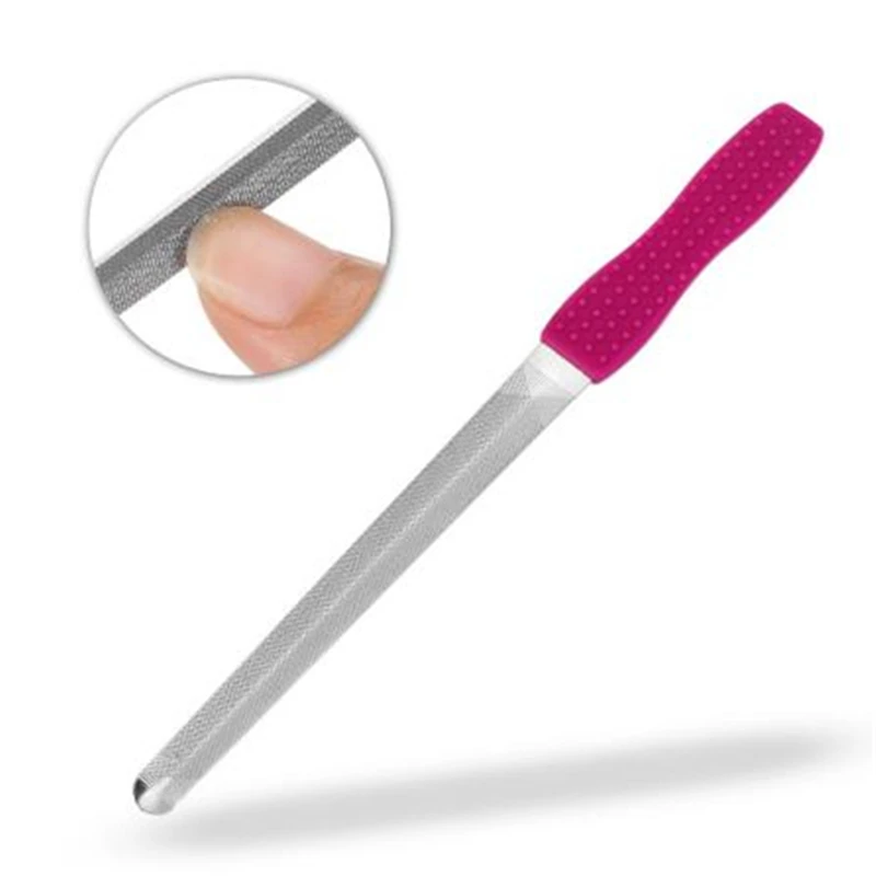 Двухсторонняя вогнутая выпуклая пилка для ногтей 1 шт. с силиконовой