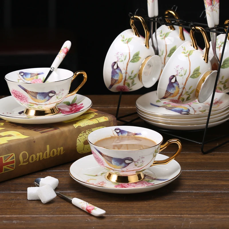 

Europe Coffee cups set Tea cup Set Bone china porcelain cup and saucer Teatime Afternoon Tea party Creative Wedding Gifts