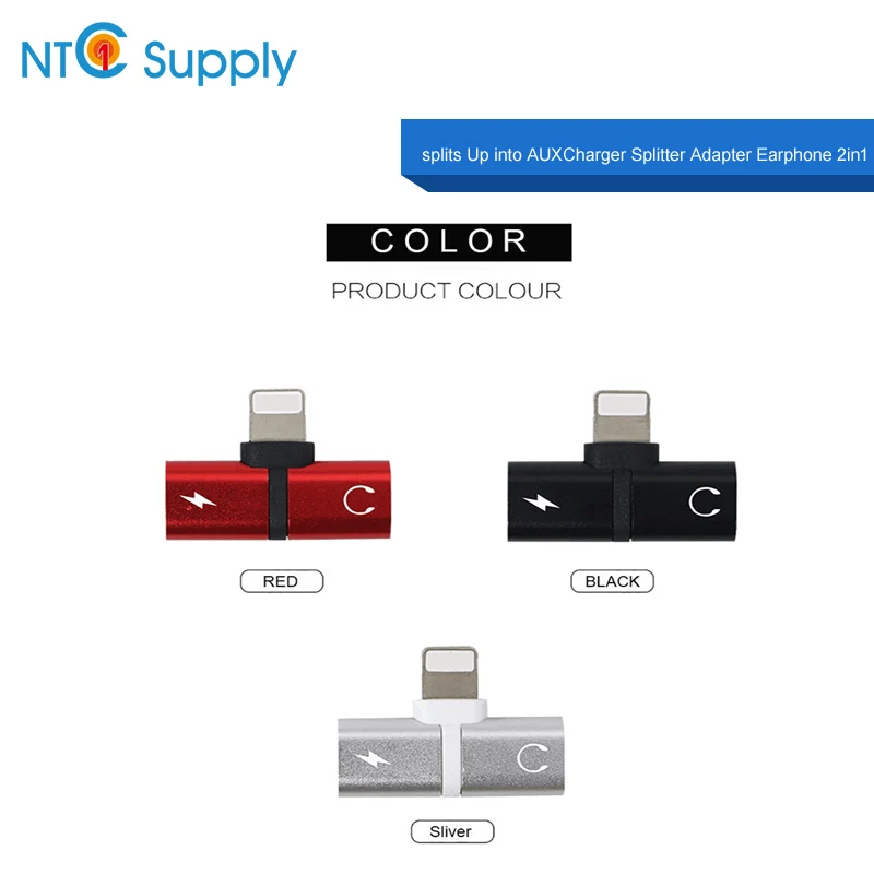 NTC поставляет разветвитель в AUXCharger переходник для наушников 2в1 BF1 для легкой док-станции 7 8 Plus X 7plus 8plus XR XS MAX