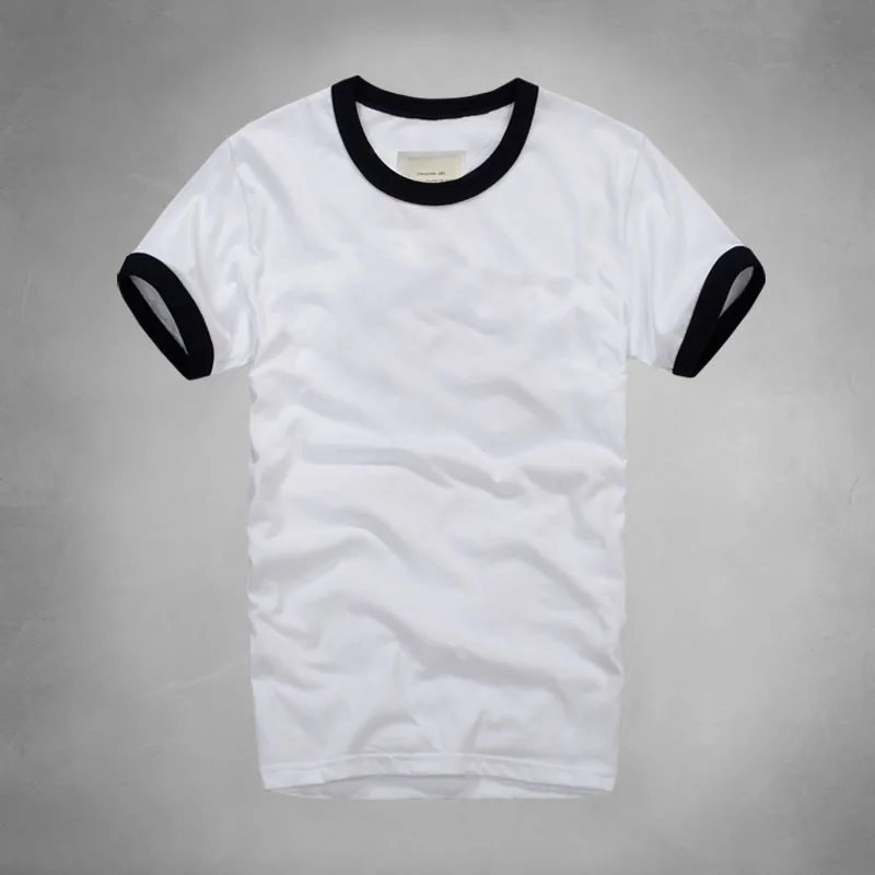 white black Летняя футболка мужская с коротким рукавом Мужская хлопчатобумажная футболка джемпер однотонная повседневная одежда мужские Топы И Футболки - Цвет: white black