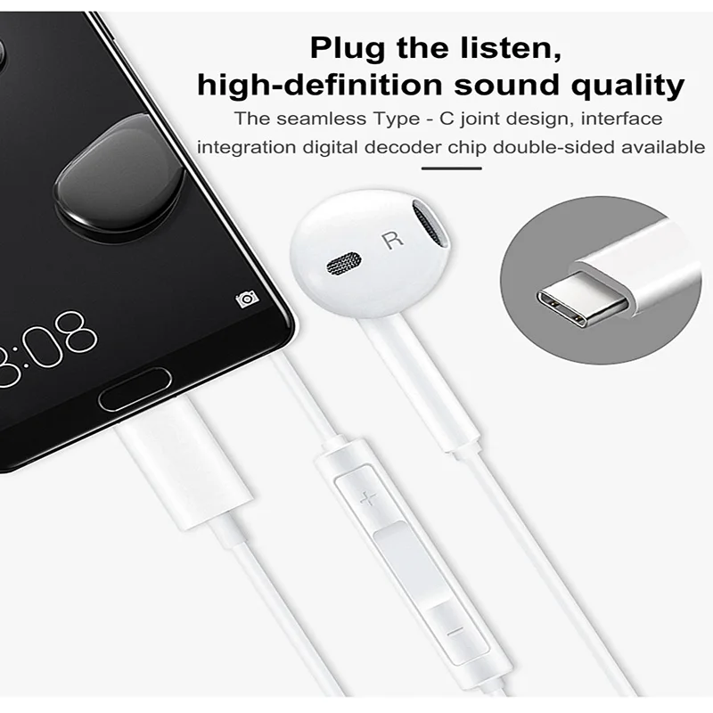 Оригинальный Для HUAWEI CM33 Наушники Тип usb C вкладыши muisc гарнитура микрофон объем