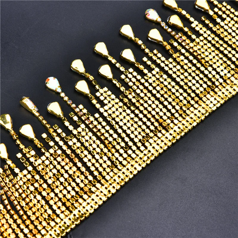 Блестящая кисточка Стразы цепочка танцевальный Золотой Кристалл Ab подвеска