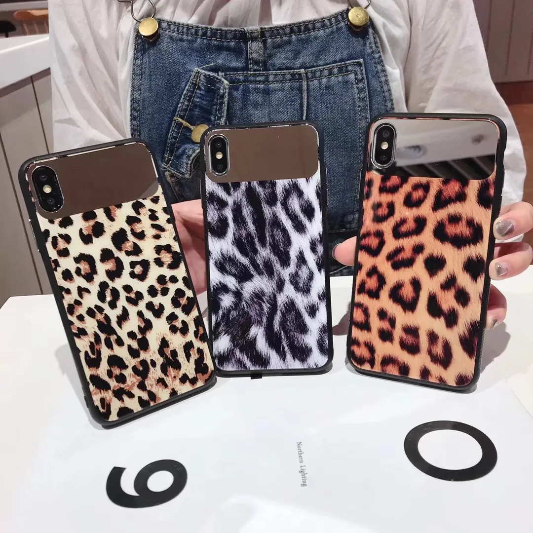 Роскошный зеркальный чехол с леопардовым принтом для телефона iphone X XR XS Max 6 6s 7 8 Plus