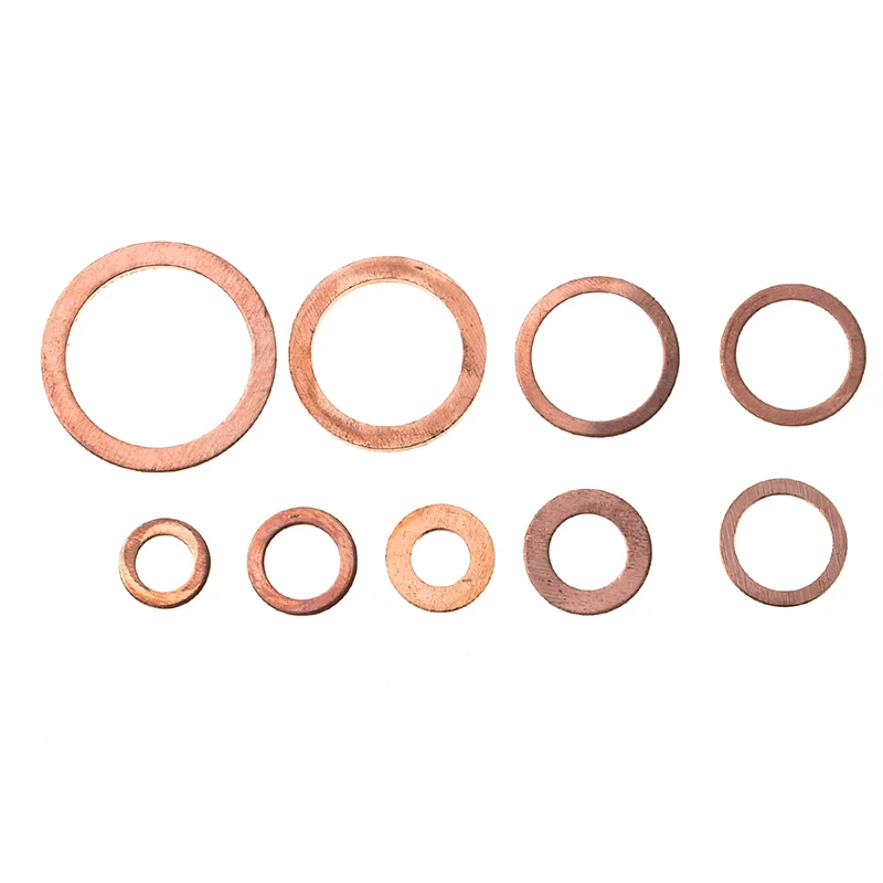 

ZENHOSIT 280PCS Solid Copper Washer Gasket Set Flat Ring Seal Fasteners Assortment M5-M20 For Generators Machinery