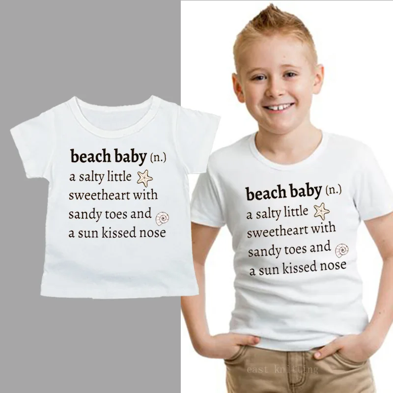 Лето 2019 новый дизайн Детская футболка с круглым вырезом мягкая пляжная удобная