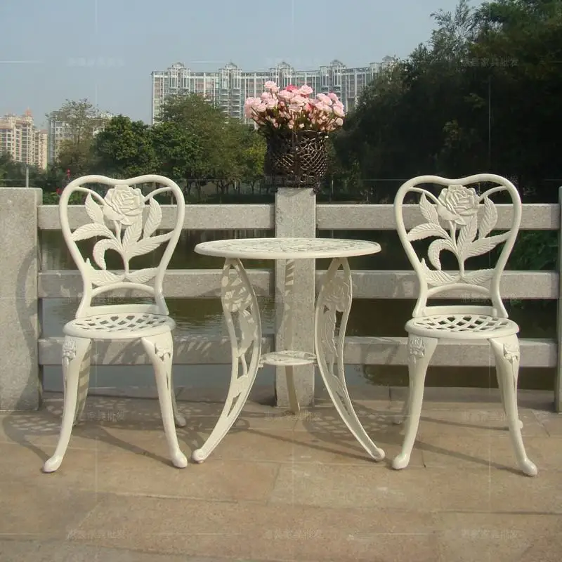 Three-piece cast aluminum chairs balcony minimalist fashion modern patio furniture garden chair white | Мебель