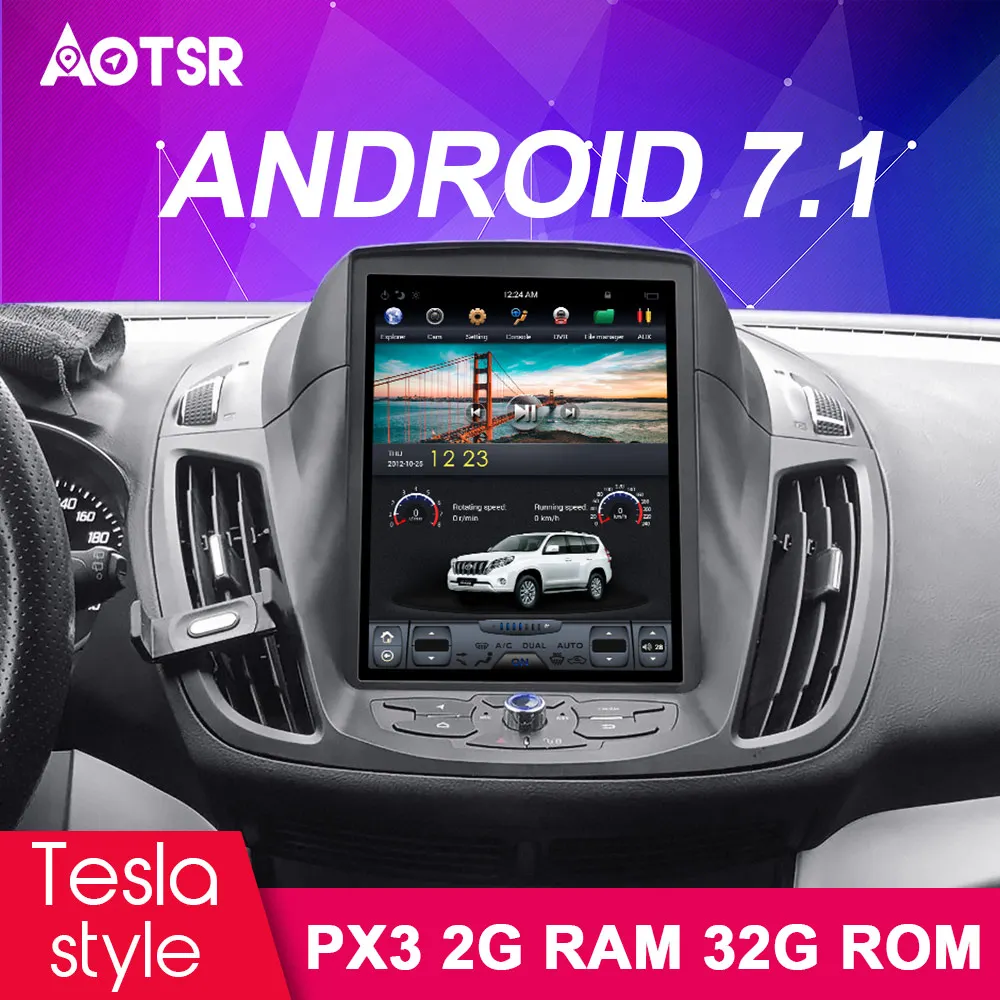 Android 7 Tesla стиль автомобиля нет dvd-плеер gps навигация для Ford Kuga 2013+ Авто Стерео головное устройство Мультимедиа Радио магнитофон