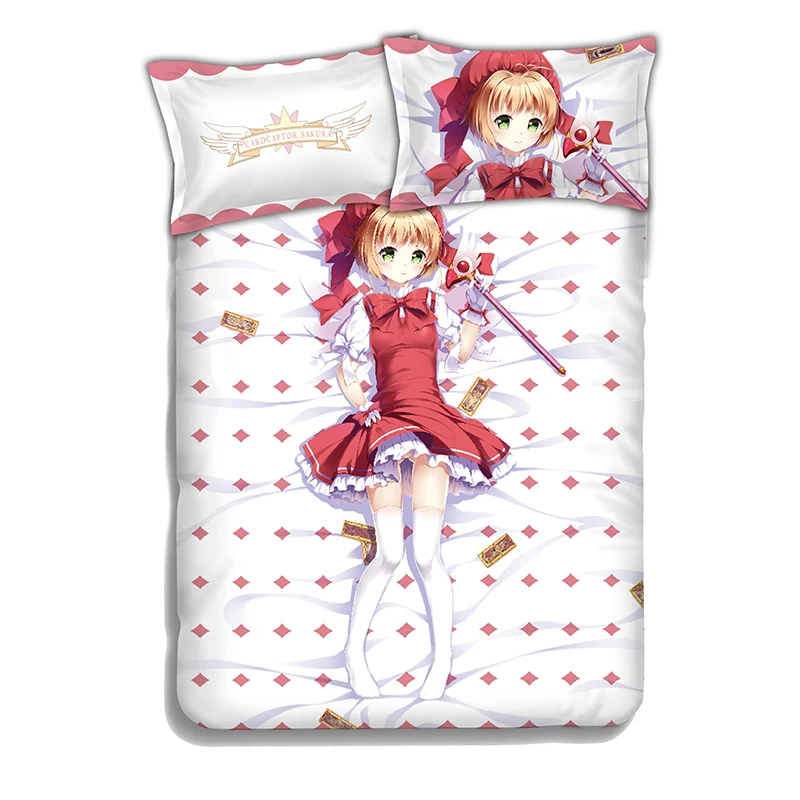 Аниме мультфильм карта Captor Sakura KINOMOTO SAKURA пододеяльник мягкий Печатный Комплект
