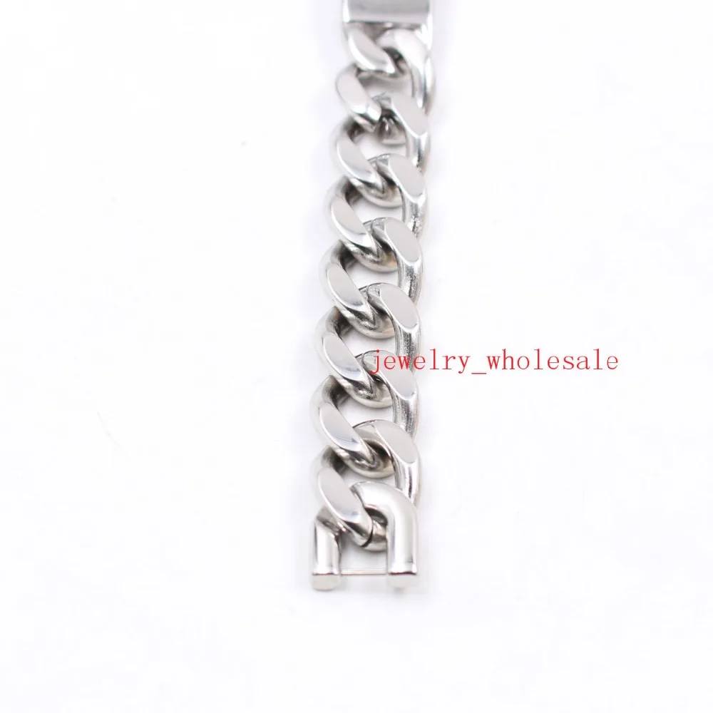 Цепочка кубинская из полированной нержавеющей стали шириной 15 мм большой