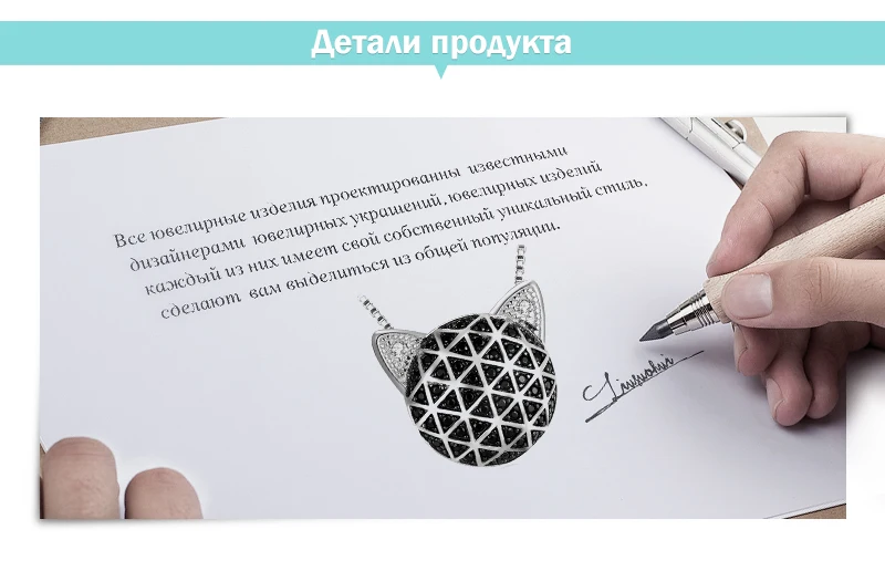 JewelryPalace Genuine Black Spinel Cubic Zirconia Cat Face Pendant Without Chain 925 Sterling Silver Pendants Necklaces Without