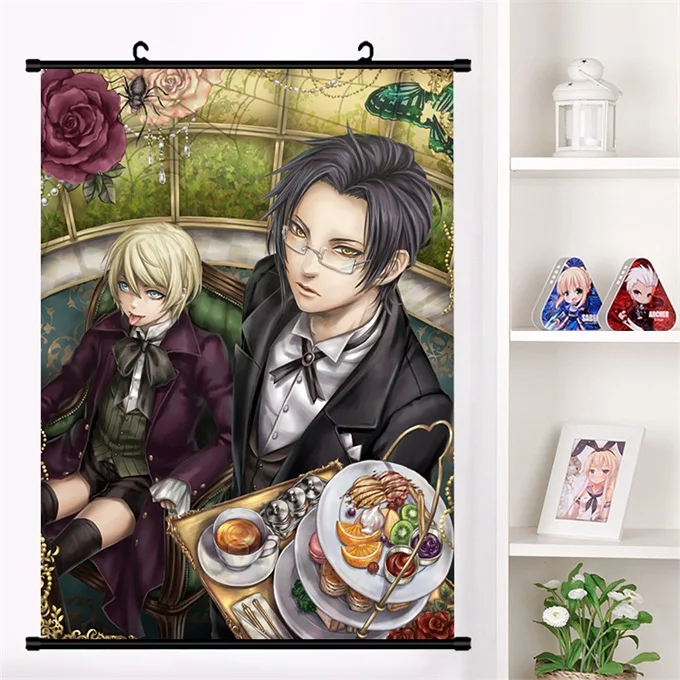 B Аниме Черный дворецкий kuroshitsuji Ciel Phantomhive настенный свиток Фреска плакат Настенные подвесные плакаты Otaku коллекция домашнего декора - Цвет: B
