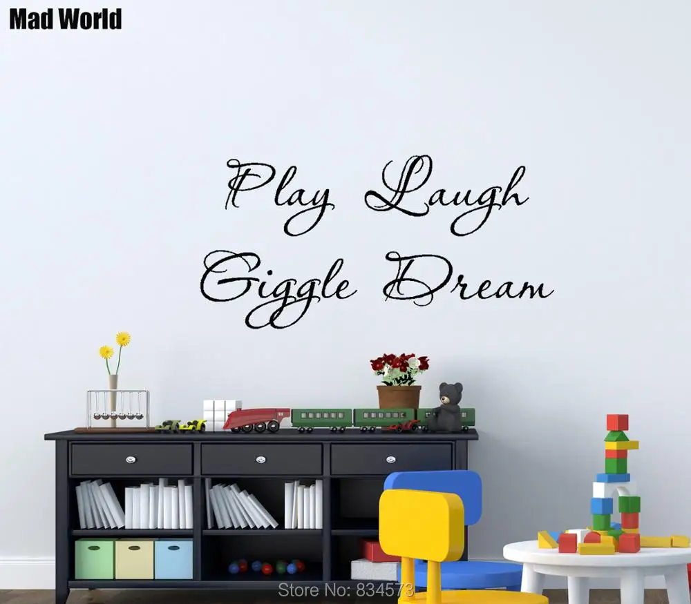 

Mad World-Play laugh giggle dream Wall Art Stickers Wall Decal Home DIY Decoration Removable Room Decor Wall Stickers