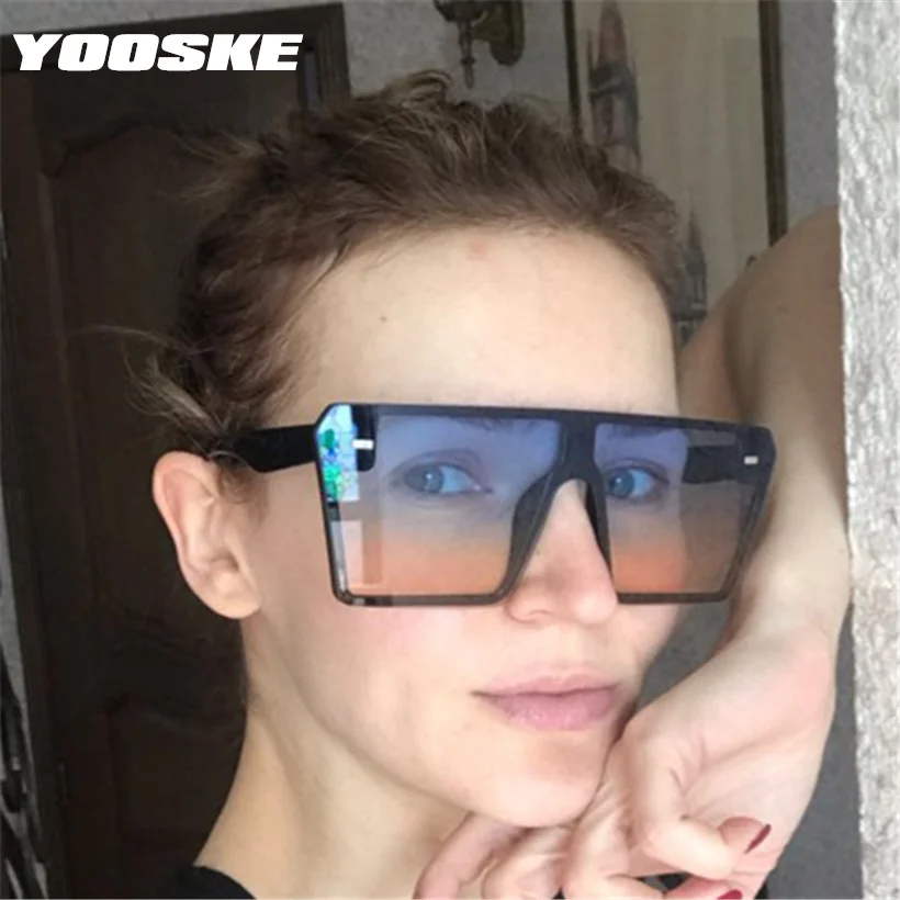 YOOSKE Квадратные Солнцезащитные очки мужские цельные солнцезащитные для женщин