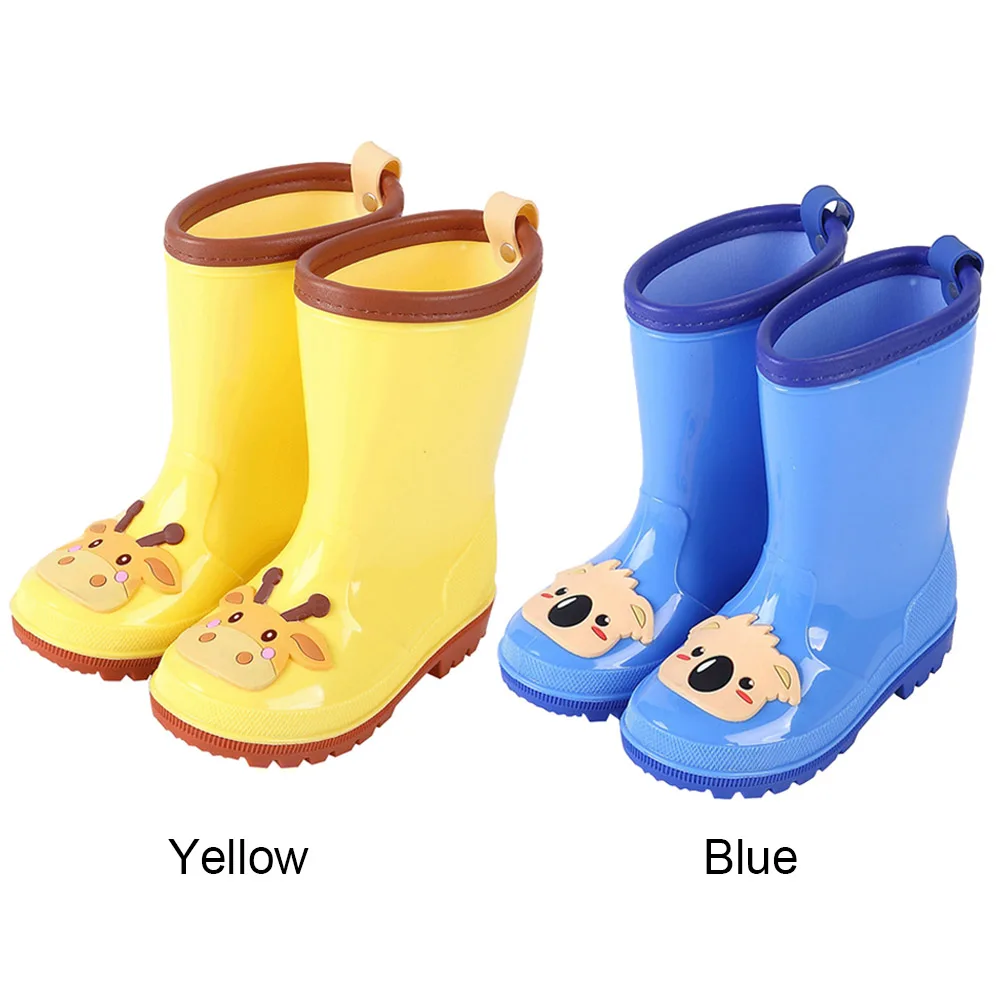 New 2019 Children's Rain Boots Cartoon PVC Waterproof Non-slip Shoes Blueand Yellow |