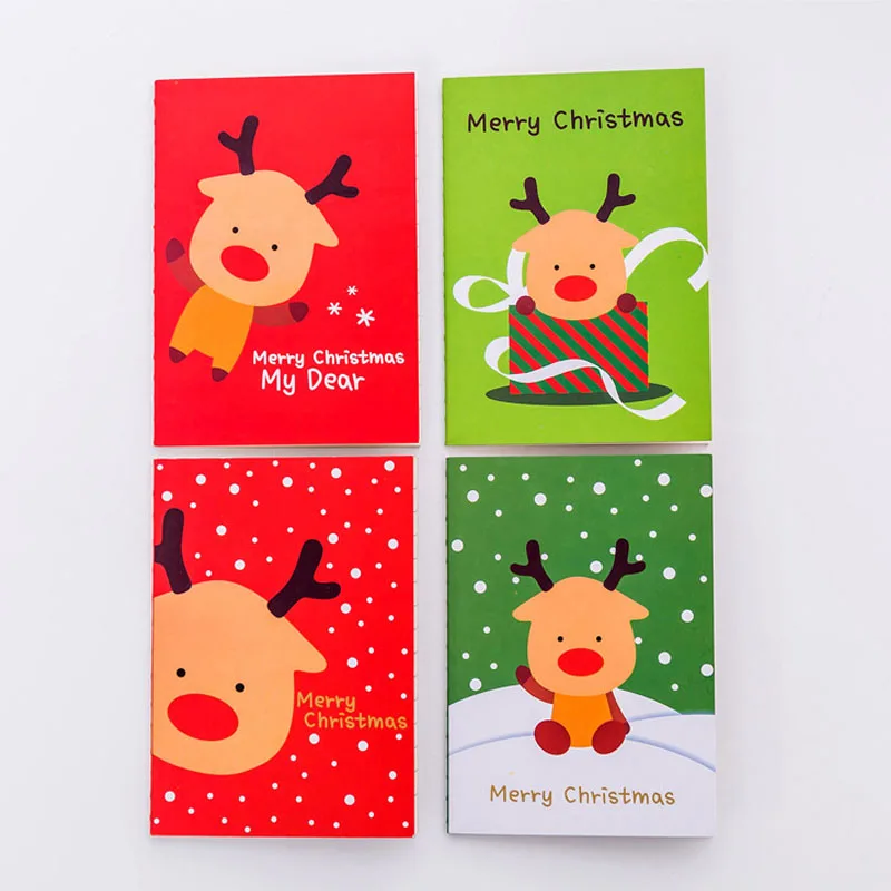 4 шт./лот милый карманный блокнот бумага для ноутбука с рождественским рисунком