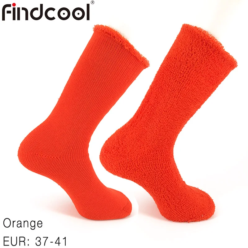 Orange EUR 37-41 FINDCOOL, шерсть мериноса, плотные теплые носки, носки для велоспорта, носки для верховой езды, мужские, женские, для спорта на открытом воздухе, носки для бега, велосипеда - Цвет: Orange EUR 37-41
