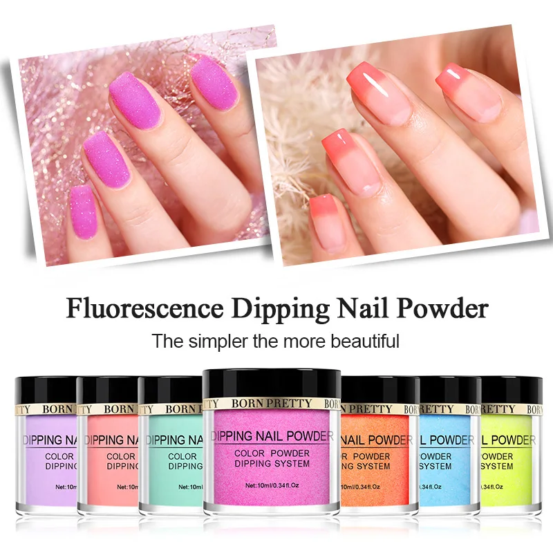 BORN PRETT Dipping Nail Powder 10ml Dip Pigment Dust Fluorescence Natural Dry Nail Art Decoration Neon Nail Glitter Power