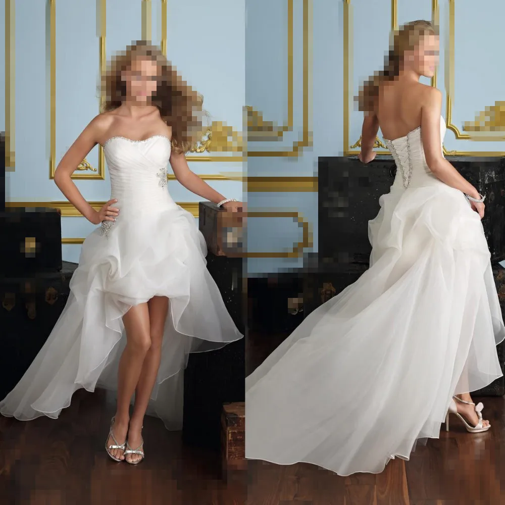 

Женское короткое платье с бисером, белое/цвета слоновой кости длинное свадебное платье с бисером спереди и сзади