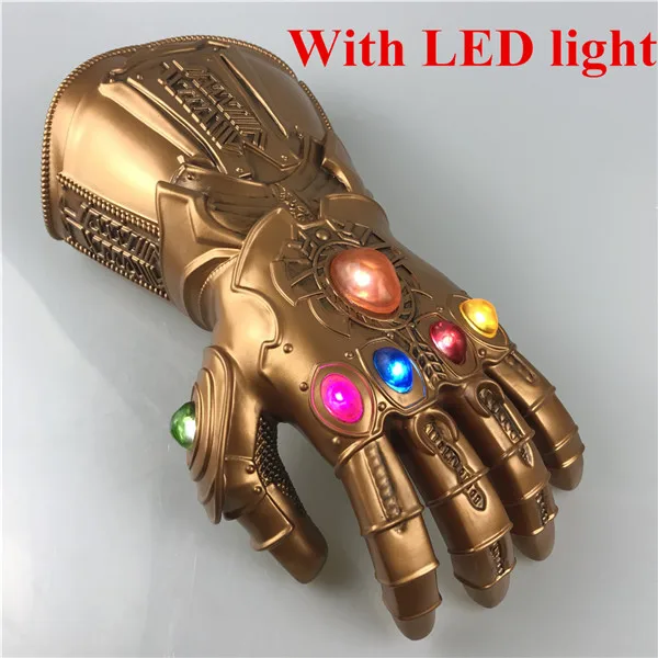 with LED light 1:1 Мстители 3 Бесконечность войны танос светодиодный свет косплей перчатки Броня ПВХ рука Gauntlet светодиодный светящаяся перчатка принадлежности на хеллоуин для косплея - Цвет: with LED light
