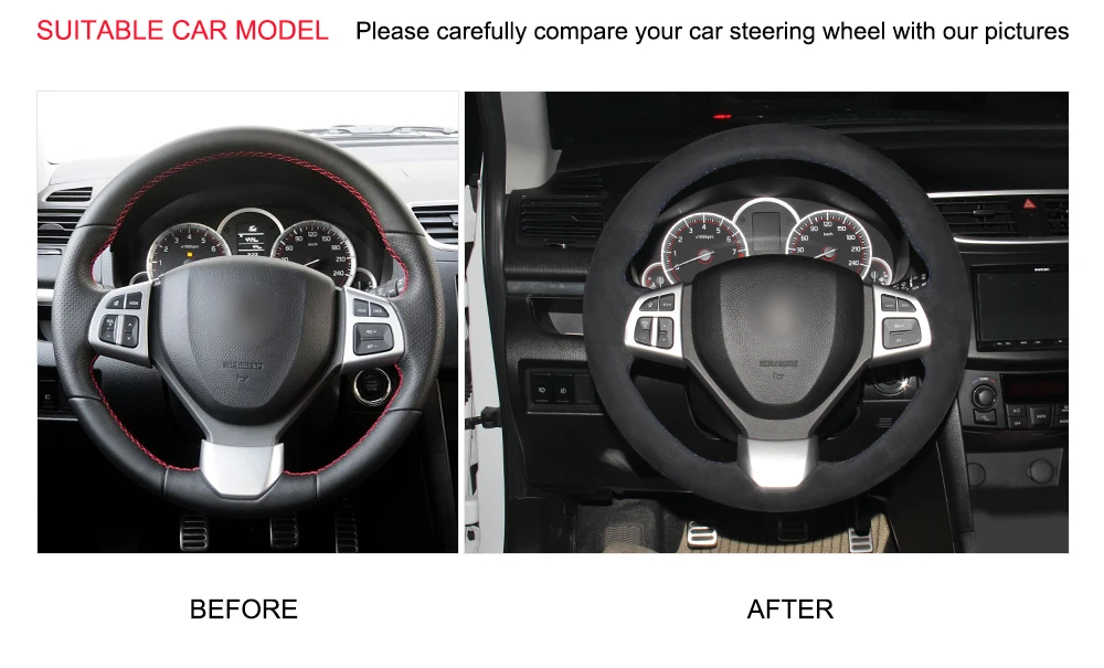 Ручная работа DIY черный замшевый чехол рулевого колеса автомобиля для Suzuki Swift Sport 2012 2013- Vitara S