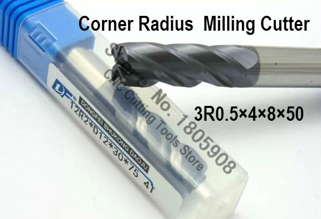 1PCS 3R0.5*4*8*50 3mm 4 flutes Cemented Carbide Corner Radius endmill CNC router bit milling cutter tool alloy Milling | Инструменты