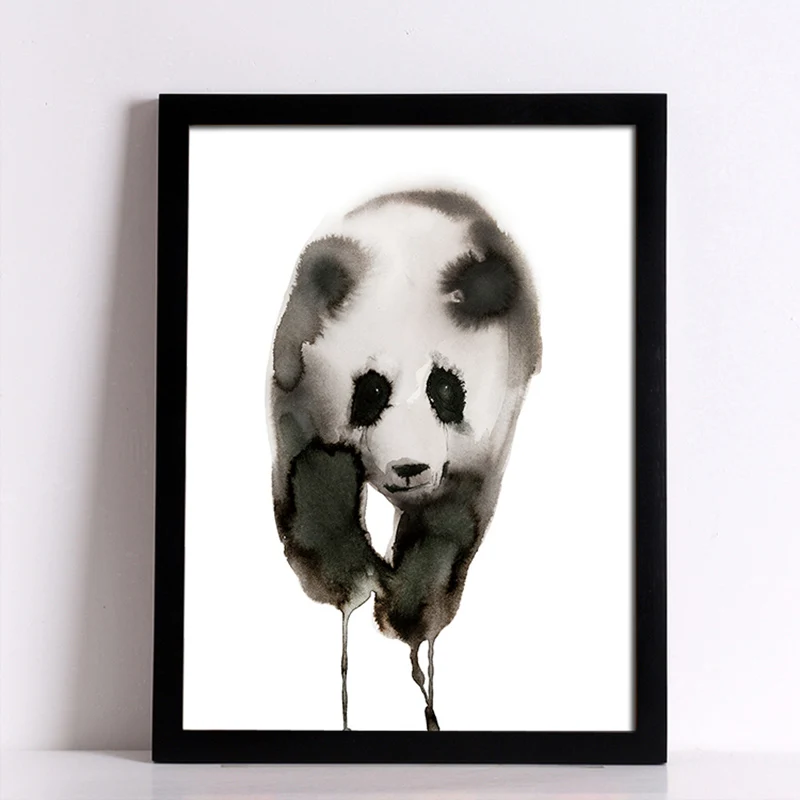 Скандинавское украшение панды Ретро настенная живопись Холст кадр декорации