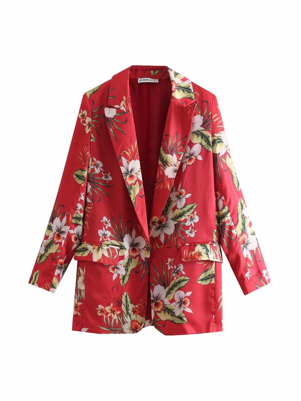 2019 стиль бойфренда без пуговиц женский красный блейзер с цветочным принтом