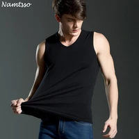 3 pcs men all cotton solid color seamless underwear clothing close fitting broad shoulders vo neck vest comfortable undershirts