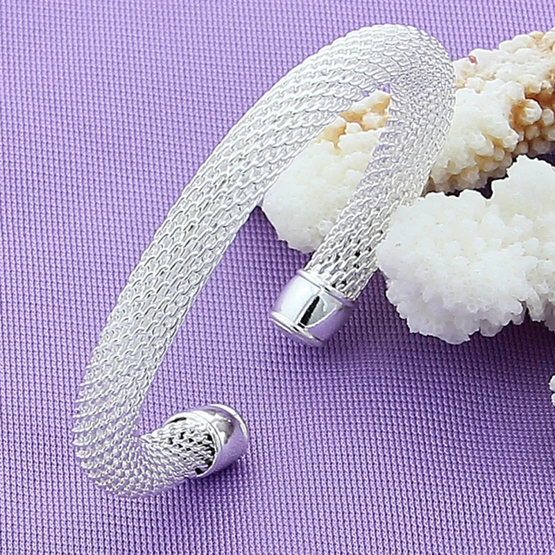 

High Quality 925 Sterling Silver Classic Women Round Bangle & Bracelet Trendy Jewelry