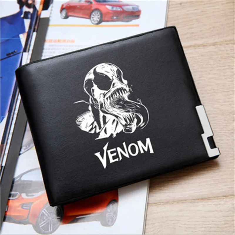 Светящийся кошелек Venom для карт, кошелек, сумка с черепом из искусственной кожи, короткий кошелек с принтом, мультяшная сумка для денег, держатель для карт, Длинный кошелек, подарок - Цвет: Style 7
