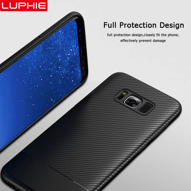 Роскошный чехол LUPHIE для Samsung Galaxy S9 S8 Plus из углеродного волокна с текстурой Note 9 8