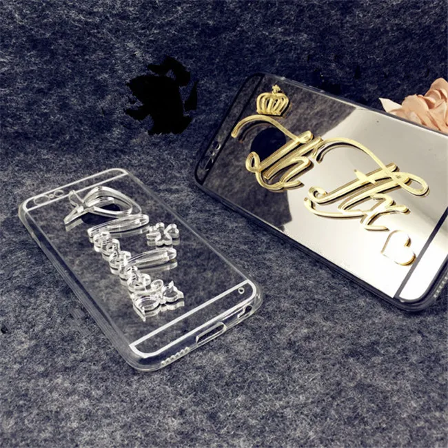 Роскошный индивидуальный зеркальный чехол с именем на заказ для samsung S7edge capa S8 S9 Plus