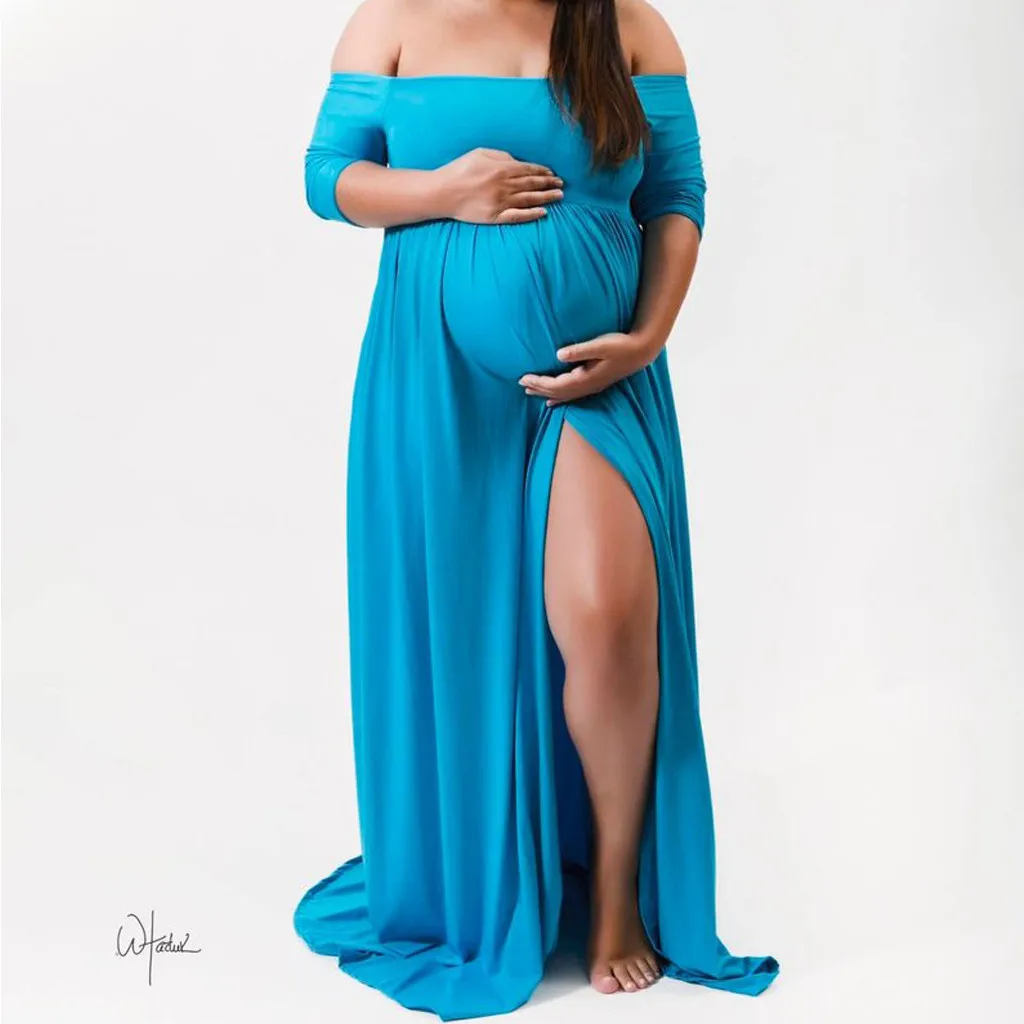 Family Matching Clo thes Mommy&Me Pregnants Child Photography Props Off Shoulder Long Dress Nursing Dress Mom And Daughter Dress