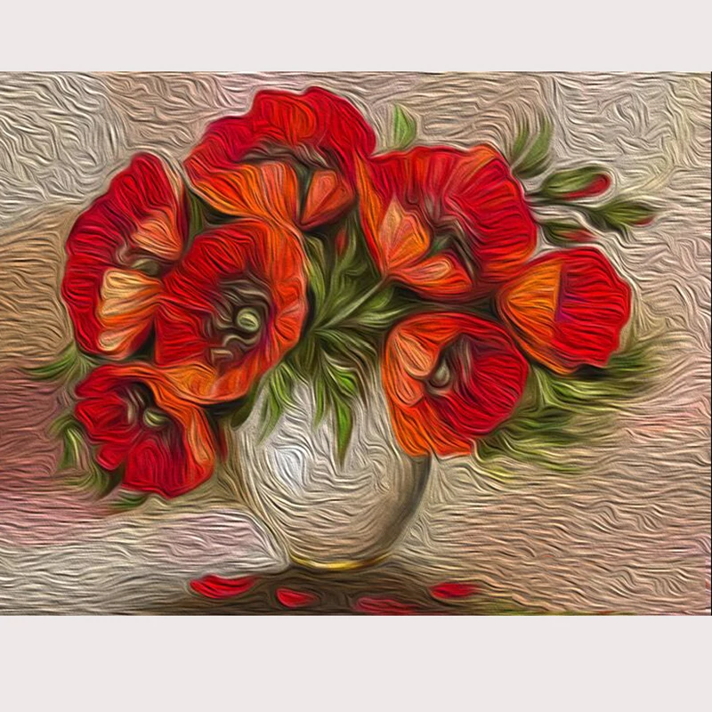 Алмазная вышивка красный цветок Алмазный живопись 5D DIY полный квадрат и круглый